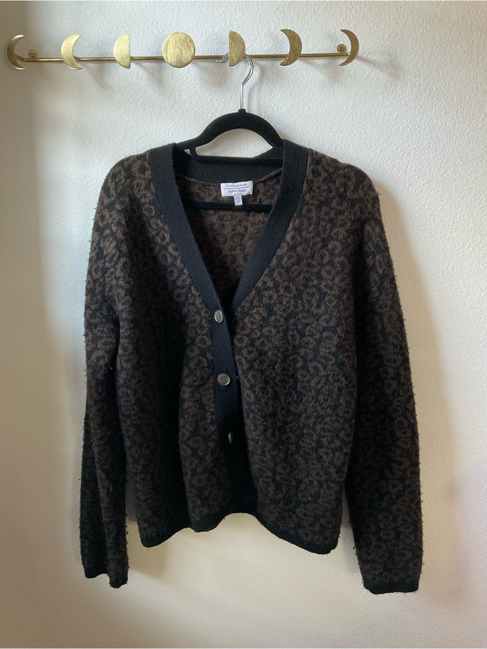 & Other Stories Leopard-Print V-Neck Cardigan in Black and Brown